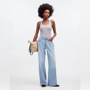 NWT Madewell Superwide-Leg Jeans in Cather Wash: Button-Front Edition Size 28
